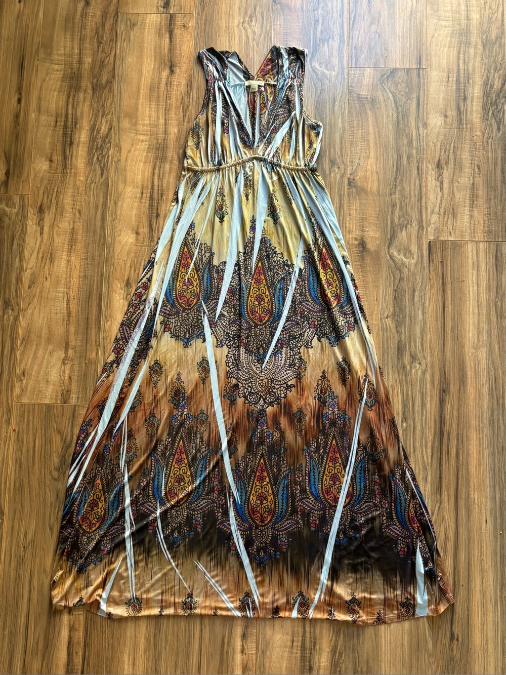 b. friends Boho Paisley Maxi Dress Women's Small Made in Mexico Vintage Inspired